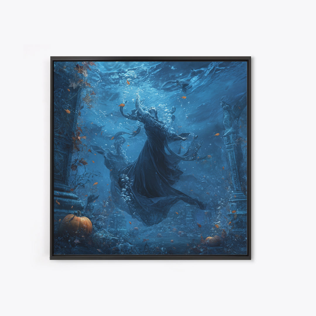 The Underwater Graveyard, Square Wall Art, Dark Halloween Decor, Canvas Print, Halloween Wall Decor, Gothic Home Decor, Halloween Wall Art