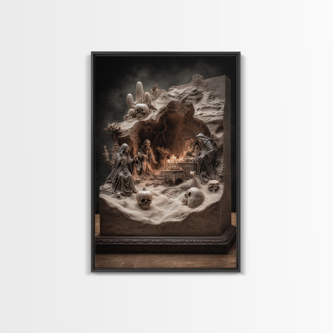 Desert Halloween, Vertical Wall Art, Spooky Home Decor, Canvas Print, Halloween Wall Decor, Gothic Home Decor, Statement Wall Art