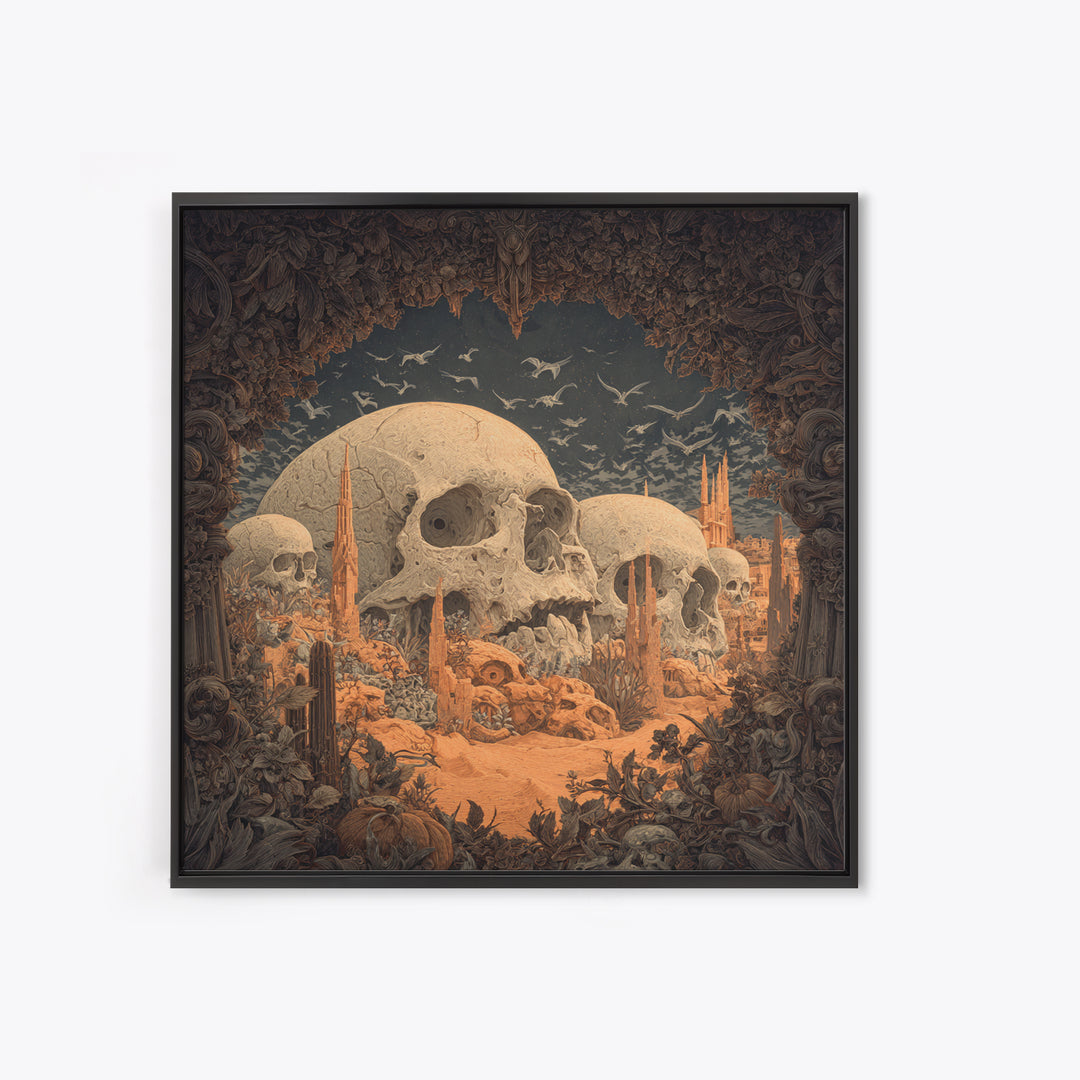Desert Halloween, Square Wall Art, Spooky Home Decor, Canvas Print, Halloween Wall Decor, Gothic Home Decor, Spooky Wall Decor