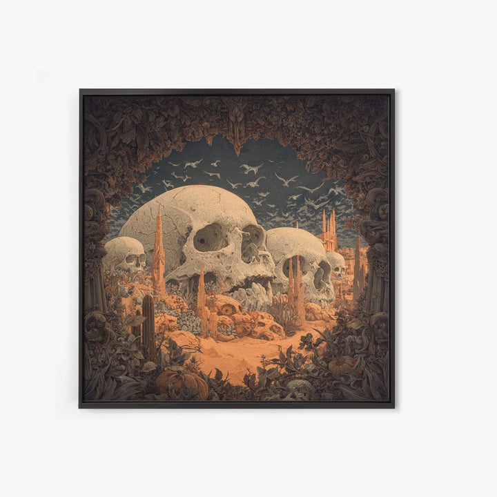 Desert Halloween, Square Wall Art, Spooky Home Decor, Canvas Print, Halloween Wall Decor, Gothic Home Decor, Spooky Wall Decor