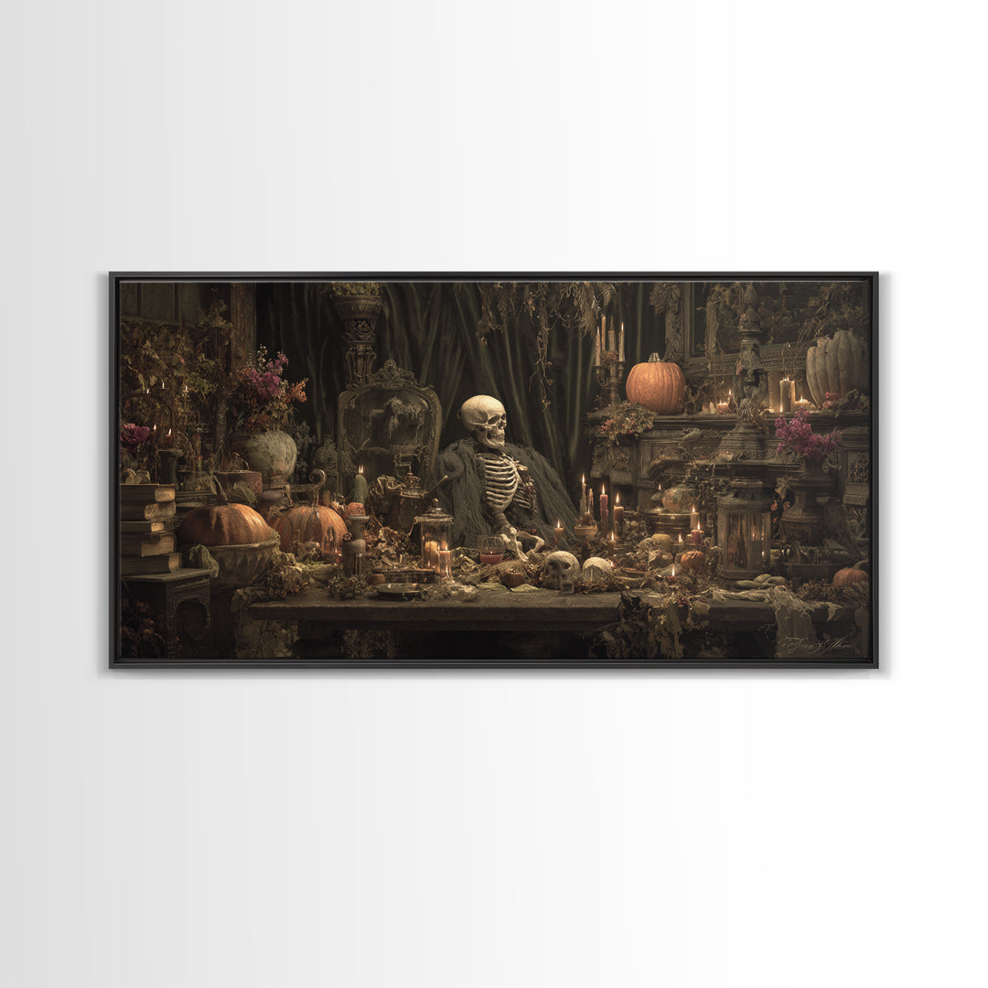 Desert Halloween, Wide Panoramic Art, Gothic Horror Wall Art, Framed Canvas Print, Halloween Wall Decor, Gothic Home Decor, Halloween Decor
