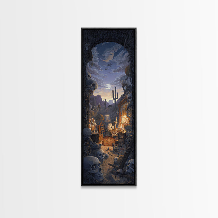 Desert Halloween, Tall Narrow Wall Art, Dark Fantasy Wall Art, Canvas Print, Halloween Wall Decor, Gothic Home Decor, Spooky Wall Decor
