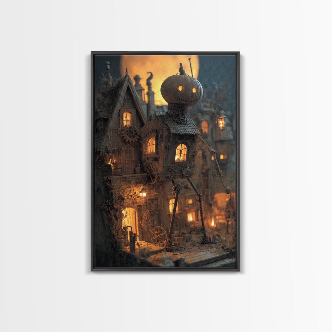 The Clockwork Haunted House, Vertical Wall Art, Spooky Home Decor, Canvas Print, Halloween Wall Decor, Gothic Home Decor, Halloween Decor