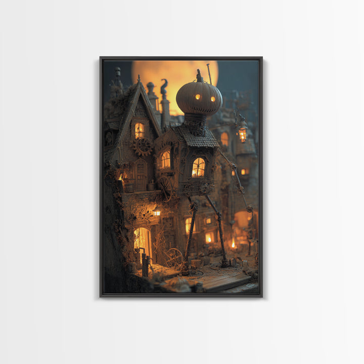 The Clockwork Haunted House, Vertical Wall Art, Spooky Home Decor, Canvas Print, Halloween Wall Decor, Gothic Home Decor, Halloween Decor