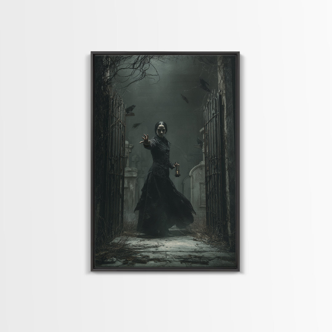The Infinite Hallway, Vertical Wall Art, Gothic Horror Wall Art, Framed Canvas Print, Halloween Wall Decor, Gothic Home Decor