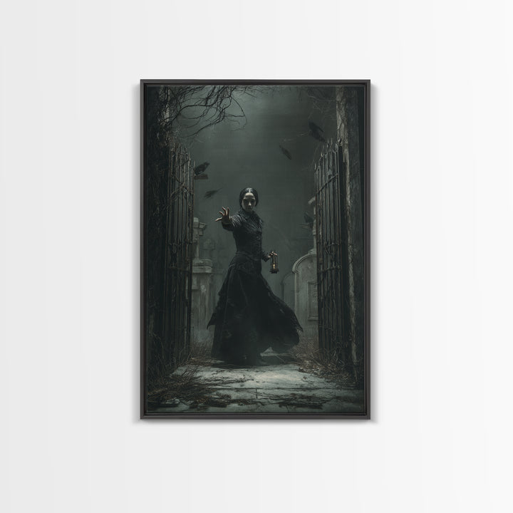 The Infinite Hallway, Vertical Wall Art, Gothic Horror Wall Art, Framed Canvas Print, Halloween Wall Decor, Gothic Home Decor