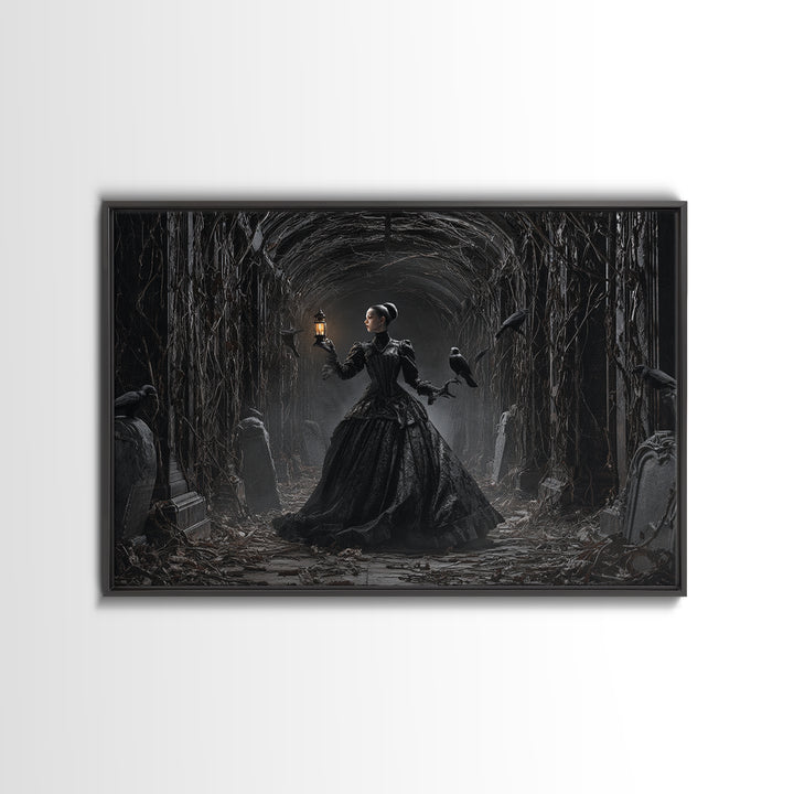 The Infinite Hallway, Landscape Wall Art, Gothic Horror Wall Art, Framed Canvas Print, Halloween Wall Decor, Gothic Home Decor