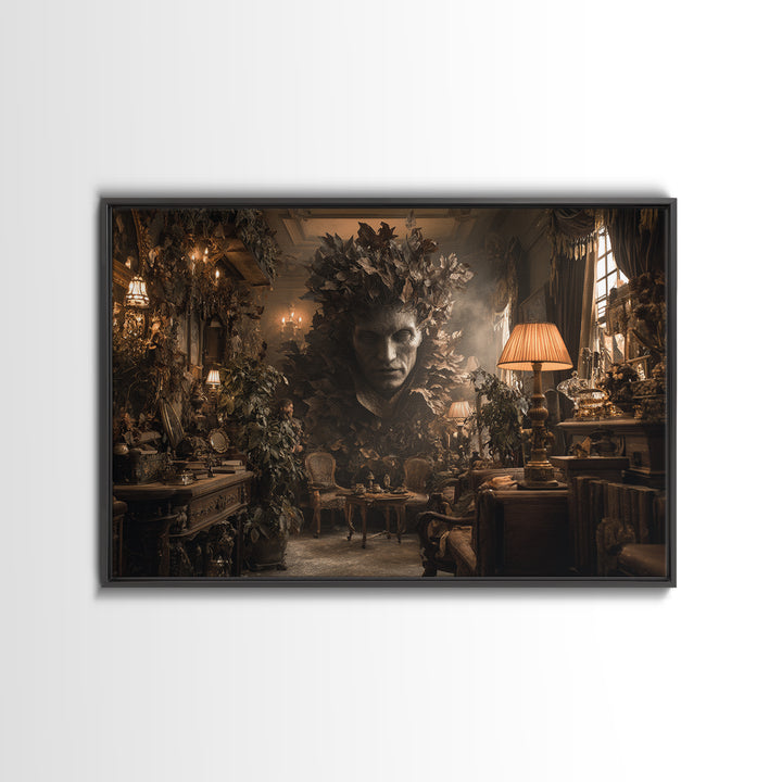 The Autumn-Leaf Ghost, Landscape Wall Art, Macabre Wall Art, Framed Canvas Print, Halloween Wall Decor, Gothic Home Decor