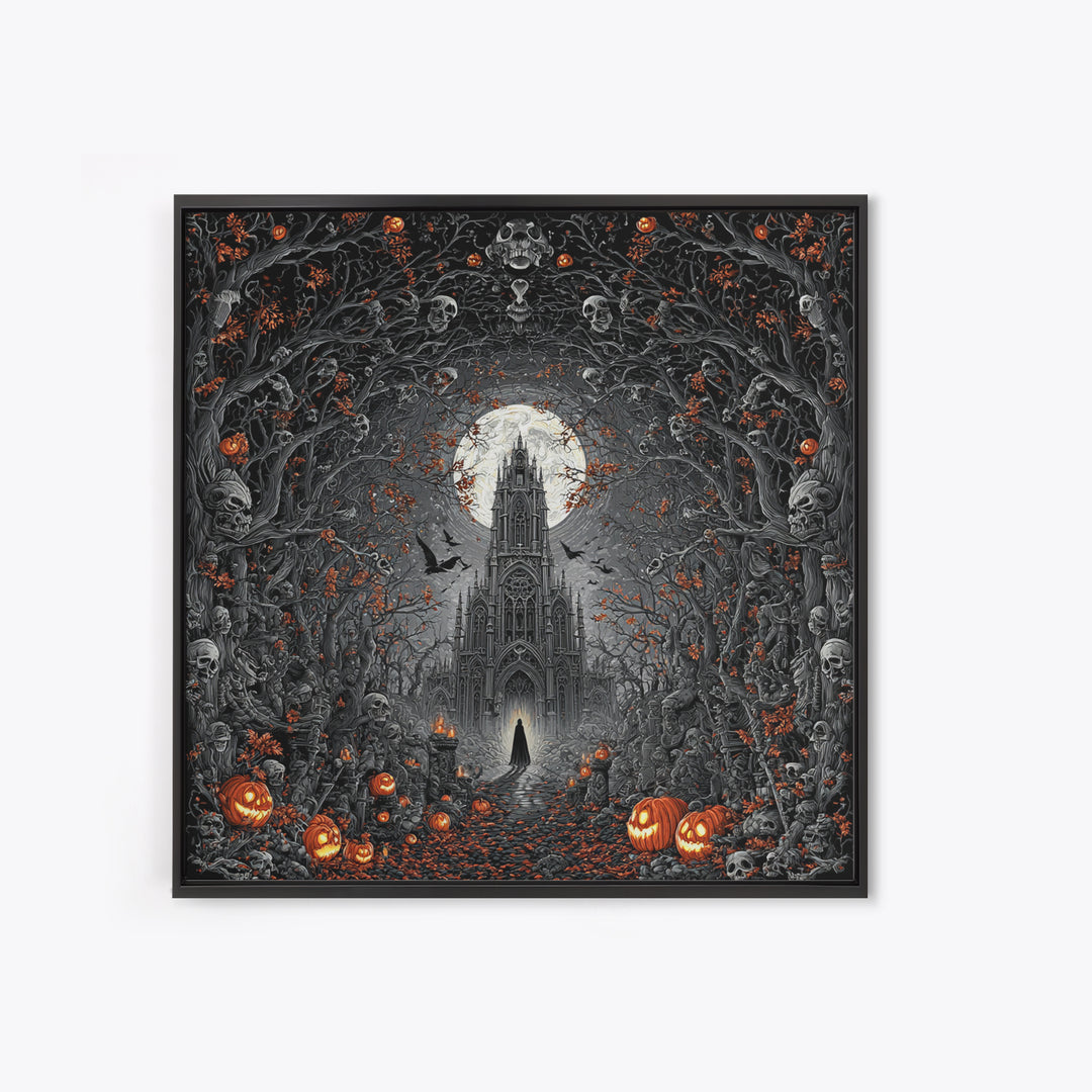 The Cathedral Of Bones, Square Wall Art, Dark Fantasy Wall Art, Canvas Print, Halloween Wall Decor, Gothic Home Decor, Dark Fantasy Art