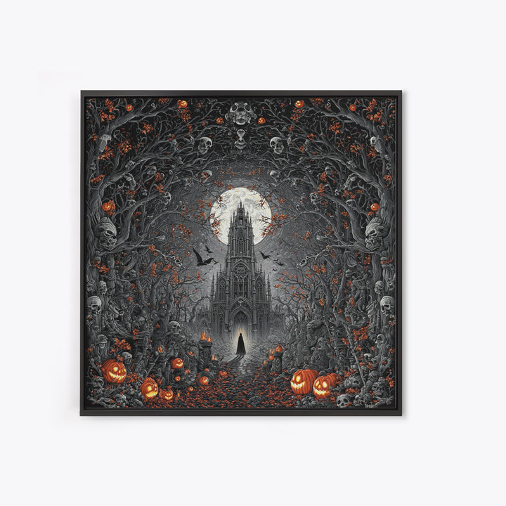 The Cathedral Of Bones, Square Wall Art, Dark Fantasy Wall Art, Canvas Print, Halloween Wall Decor, Gothic Home Decor, Dark Fantasy Art