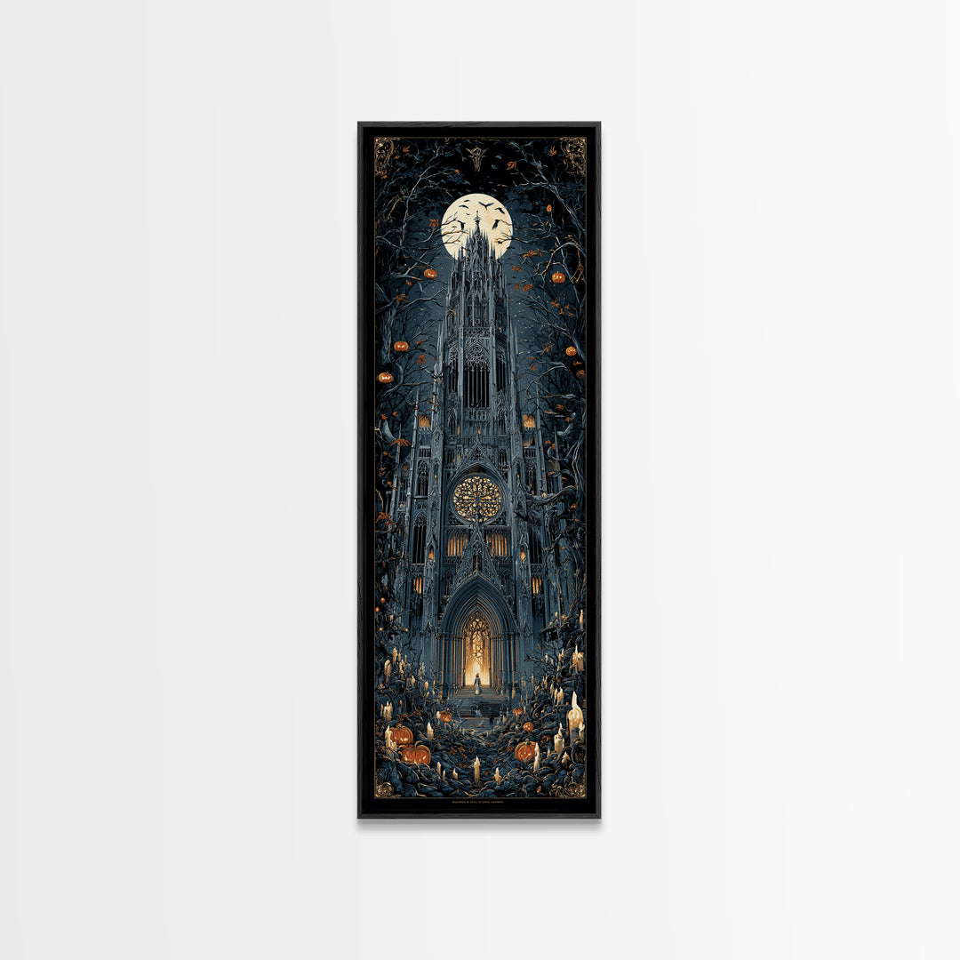 The Cathedral Of Bones, Tall Narrow Wall Art, Dark Halloween Decor, Canvas Print, Halloween Wall Decor, Gothic Home Decor, Spooky Wall Decor