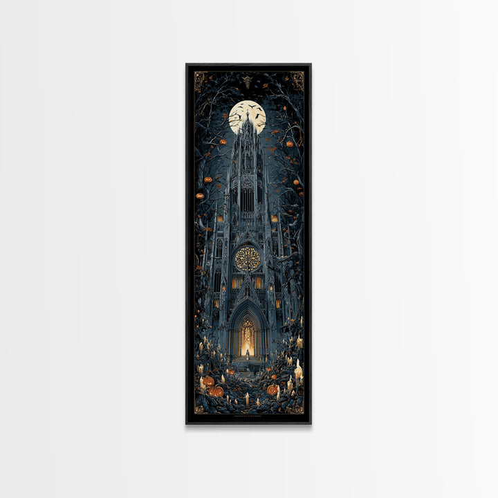 The Cathedral Of Bones, Tall Narrow Wall Art, Dark Halloween Decor, Canvas Print, Halloween Wall Decor, Gothic Home Decor, Spooky Wall Decor