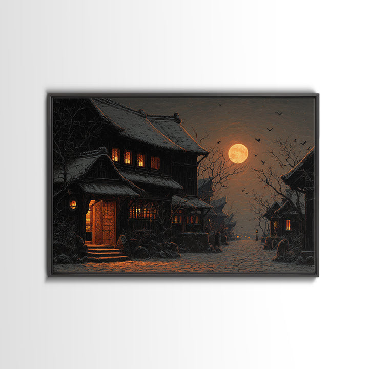 The Town Where Shadows Live, Landscape Wall Art, Dark Halloween Decor, Canvas Print, Halloween Wall Decor, Gothic Home Decor