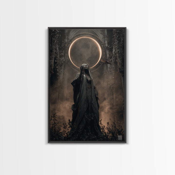 The Eclipse Summoning, Vertical Wall Art, Dark Halloween Decor, Canvas Print, Halloween Wall Decor, Gothic Home Decor, Seasonal Home Decor
