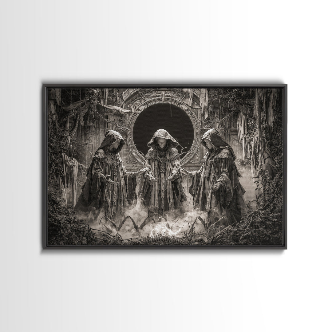 The Eclipse Summoning, Landscape Wall Art, Macabre Wall Art, Framed Canvas Print, Halloween Wall Decor, Gothic Home Decor