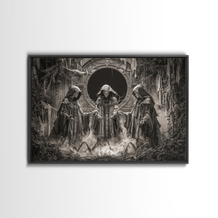 The Eclipse Summoning, Landscape Wall Art, Macabre Wall Art, Framed Canvas Print, Halloween Wall Decor, Gothic Home Decor