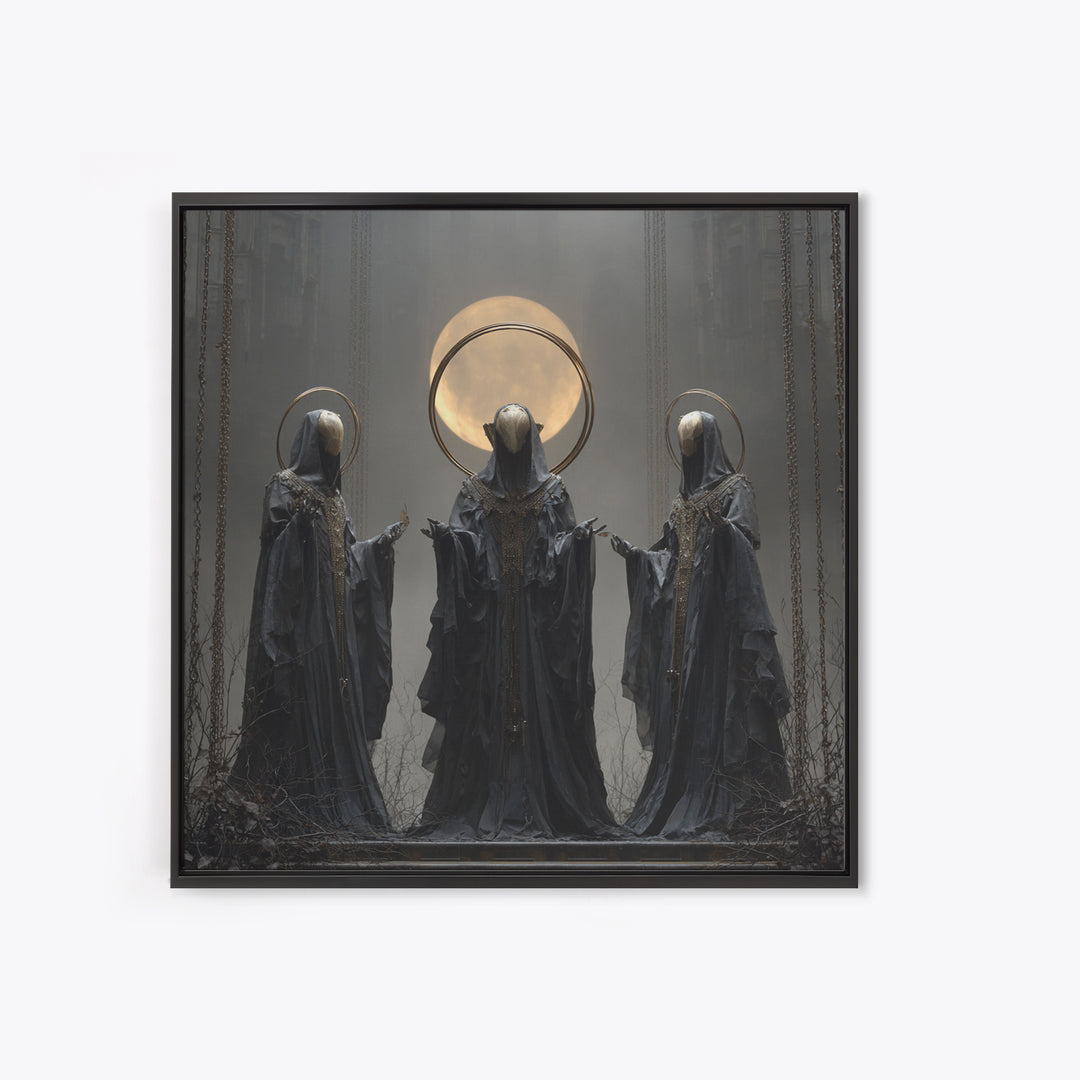 The Eclipse Summoning, Square Wall Art, Haunted Gothic Art, Framed Canvas Print, Halloween Wall Decor, Gothic Home Decor, Spooky Wall Decor