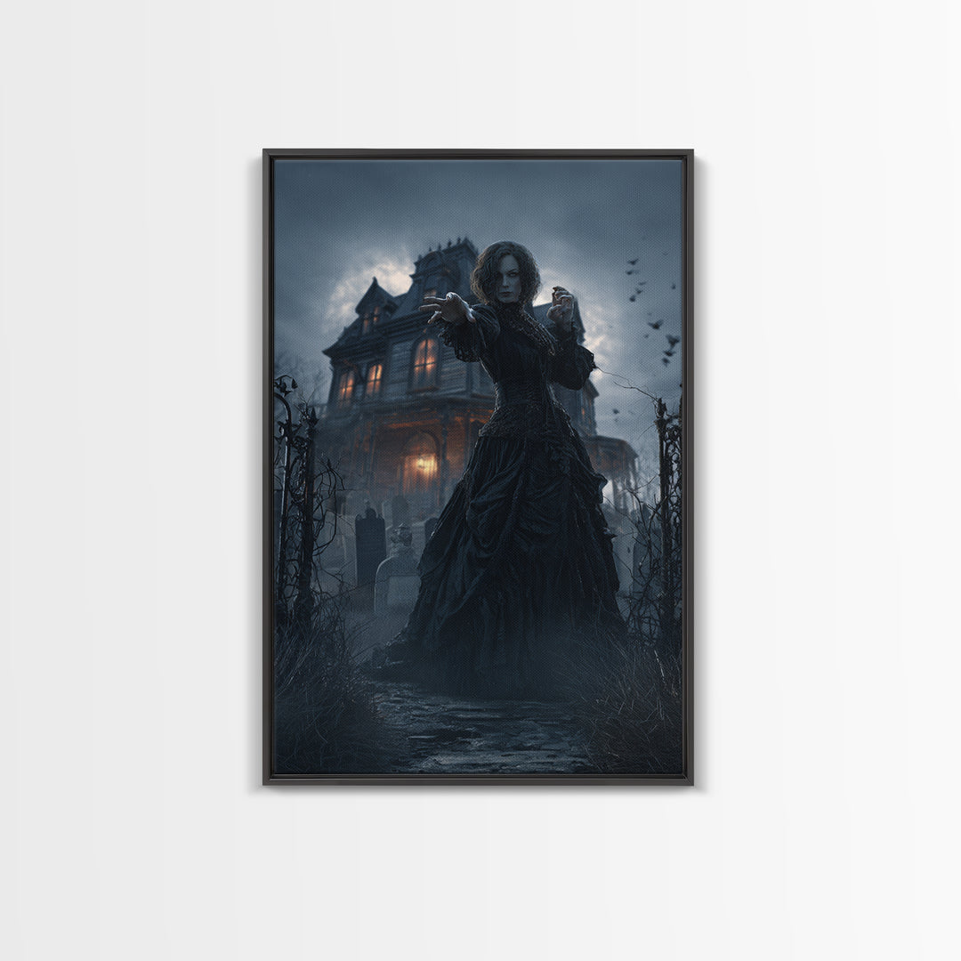 The Last House At The World'S Edge, Vertical Wall Art, Macabre Wall Art, Framed Canvas Print, Halloween Wall Decor, Gothic Home Decor
