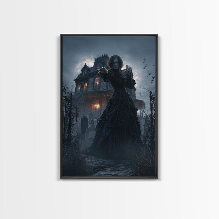 The Last House At The World'S Edge, Vertical Wall Art, Macabre Wall Art, Framed Canvas Print, Halloween Wall Decor, Gothic Home Decor