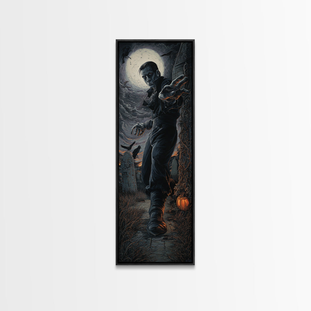 The Last House At The World'S Edge, Tall Narrow Wall Art, Macabre Wall Art, Framed Canvas Print, Halloween Wall Decor, Gothic Home Decor