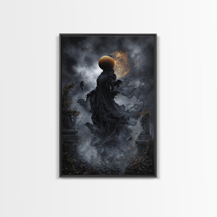 Halloween On Another Planet, Vertical Wall Art, Dark Halloween Decor, Canvas Print, Halloween Wall Decor, Gothic Home Decor