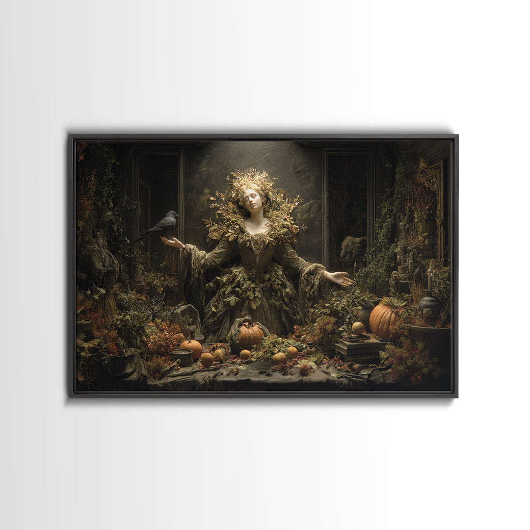 The Personification Of October, Landscape Wall Art, Haunted Gothic Art, Framed Canvas Print, Halloween Wall Decor, Gothic Home Decor