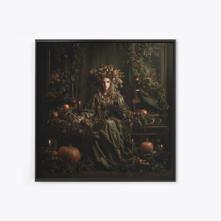 The Personification Of October, Square Wall Art, Macabre Wall Art, Framed Canvas Print, Halloween Wall Decor, Gothic Home Decor