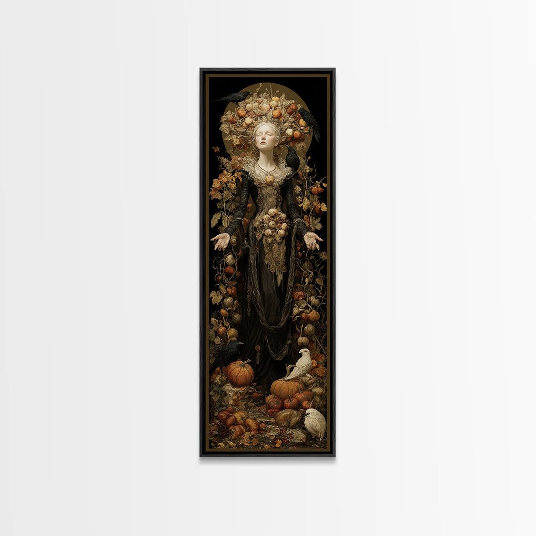 The Personification Of October, Tall Narrow Wall Art, Dark Fantasy Wall Art, Canvas Print, Halloween Wall Decor, Gothic Home Decor