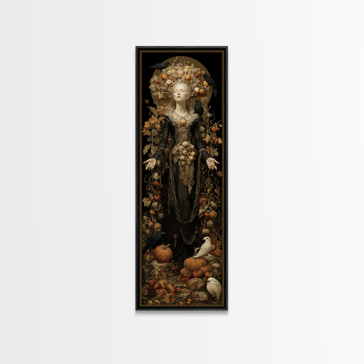 The Personification Of October, Tall Narrow Wall Art, Dark Fantasy Wall Art, Canvas Print, Halloween Wall Decor, Gothic Home Decor