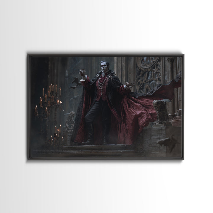 The Crimson Count Of Hollow Keep, Landscape Wall Art, Dark Halloween Decor, Canvas Print, Halloween Wall Decor, Gothic Home Decor