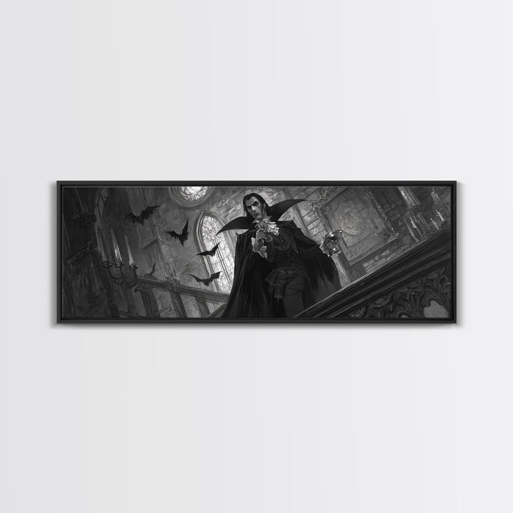 The Crimson Count Of Hollow Keep, Extra Wide Wall Art, Spooky Home Decor, Canvas Print, Halloween Wall Decor, Gothic Home Decor