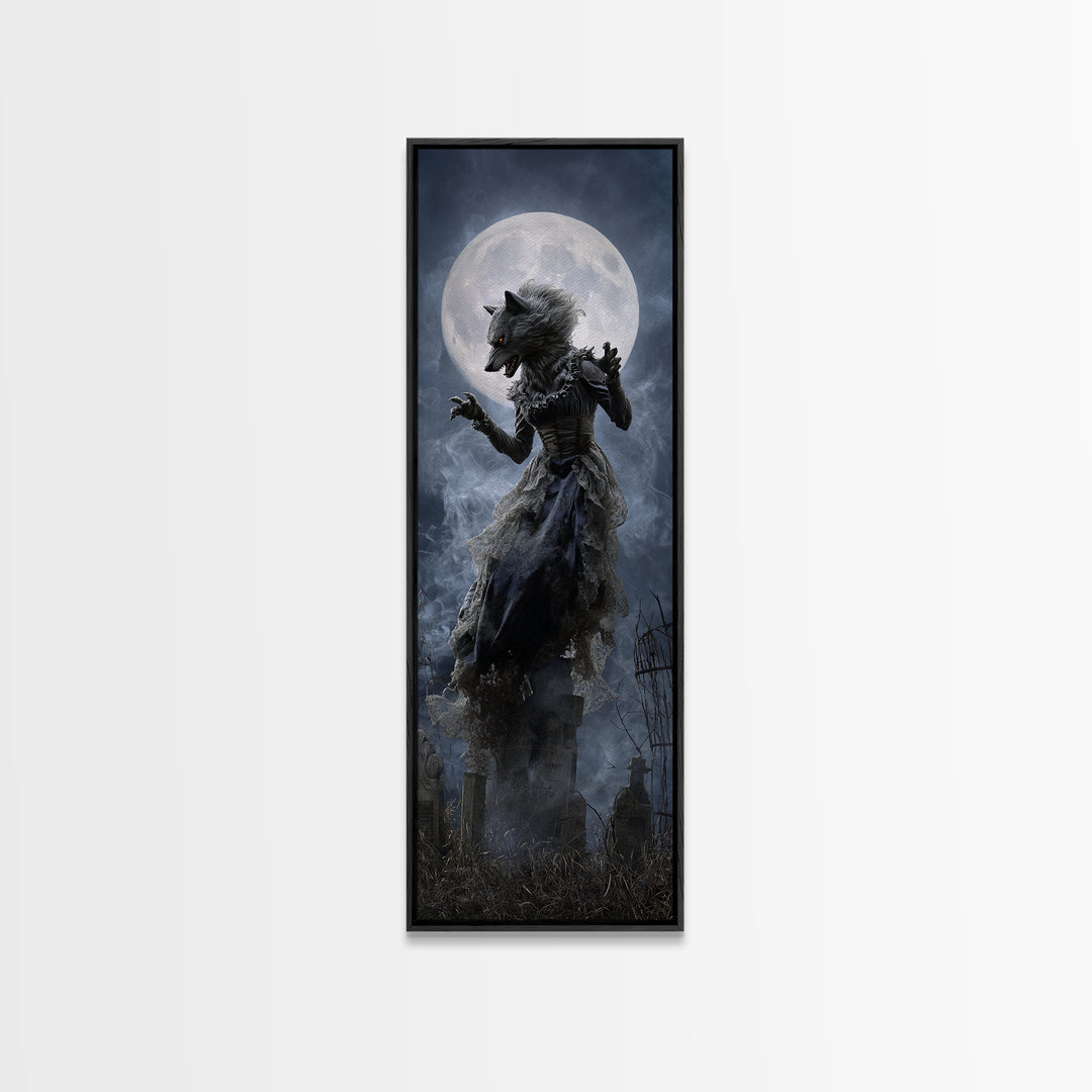 The Widow Wolf Of Briar Moon, Tall Narrow Wall Art, Dark Fantasy Wall Art, Canvas Print, Halloween Wall Decor, Gothic Home Decor
