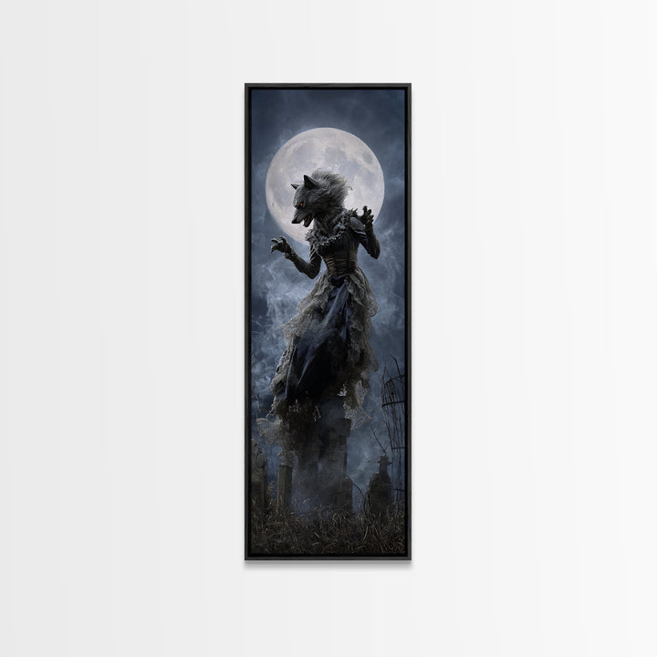 The Widow Wolf Of Briar Moon, Tall Narrow Wall Art, Dark Fantasy Wall Art, Canvas Print, Halloween Wall Decor, Gothic Home Decor