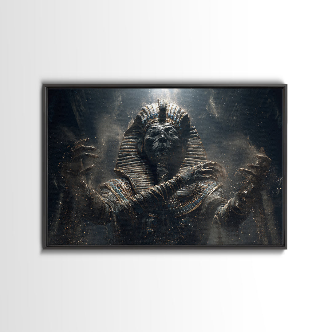 The Pharaoh Of Dustbound Silence, Landscape Wall Art, Macabre Wall Art, Framed Canvas Print, Halloween Wall Decor, Gothic Home Decor