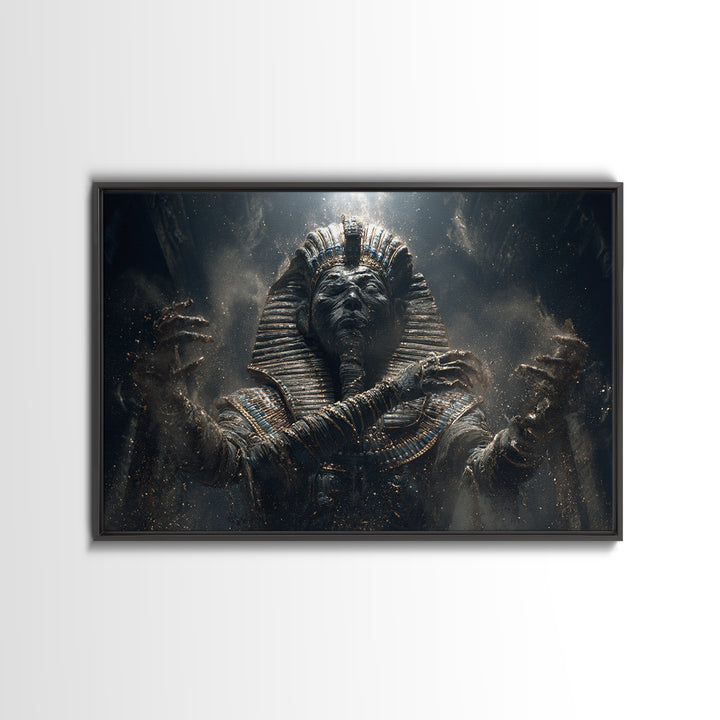 The Pharaoh Of Dustbound Silence, Landscape Wall Art, Macabre Wall Art, Framed Canvas Print, Halloween Wall Decor, Gothic Home Decor