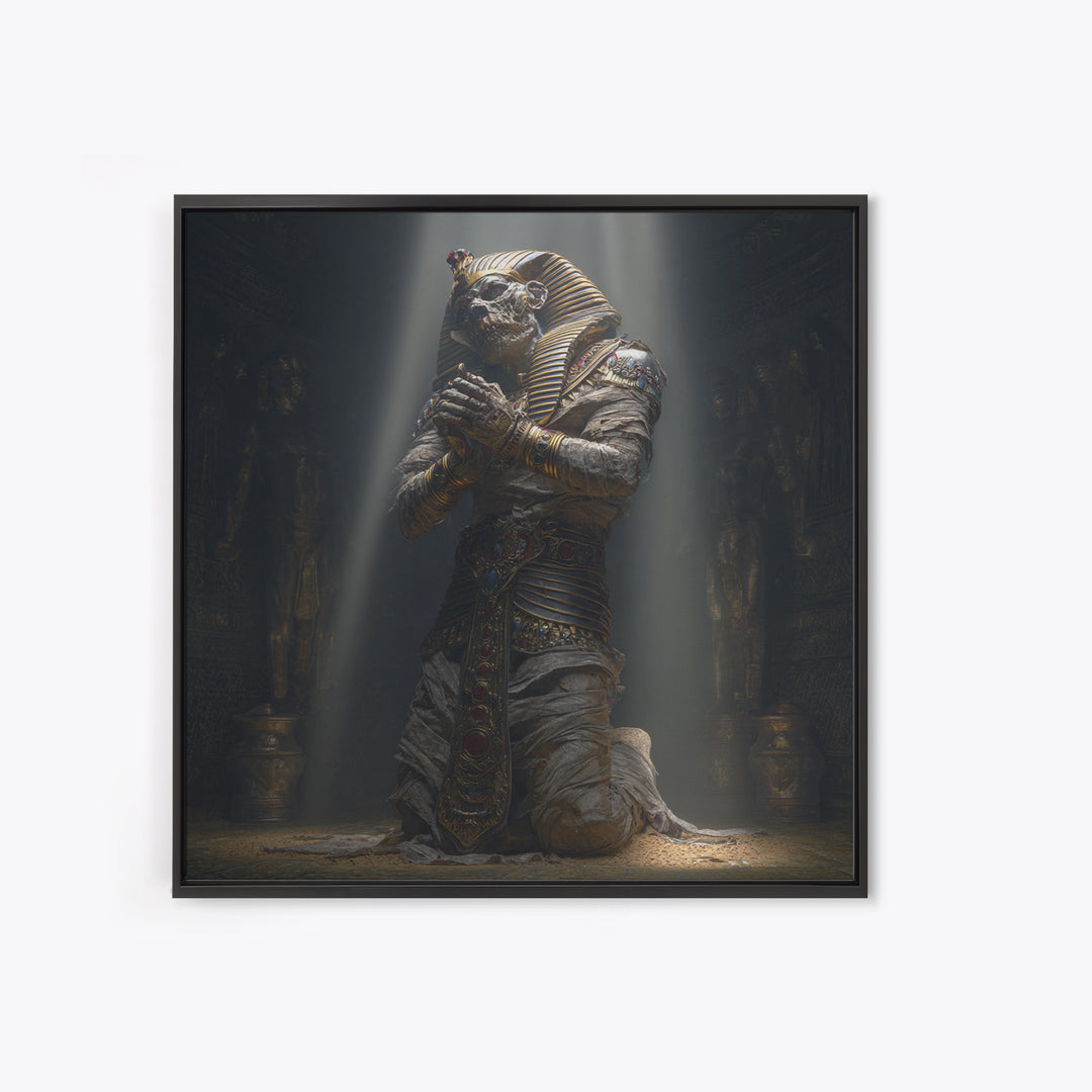 The Pharaoh Of Dustbound Silence, Square Wall Art, Gothic Horror Wall Art, Framed Canvas Print, Halloween Wall Decor, Gothic Home Decor