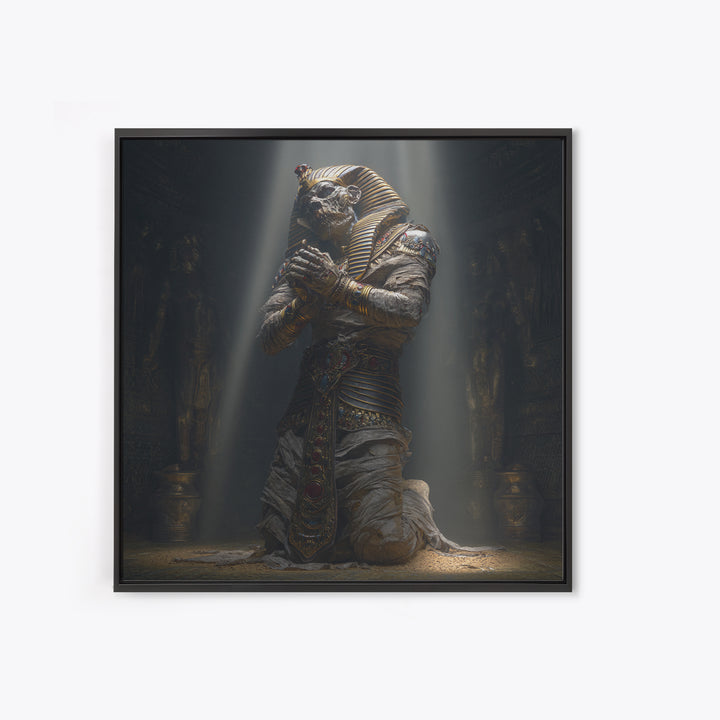 The Pharaoh Of Dustbound Silence, Square Wall Art, Gothic Horror Wall Art, Framed Canvas Print, Halloween Wall Decor, Gothic Home Decor