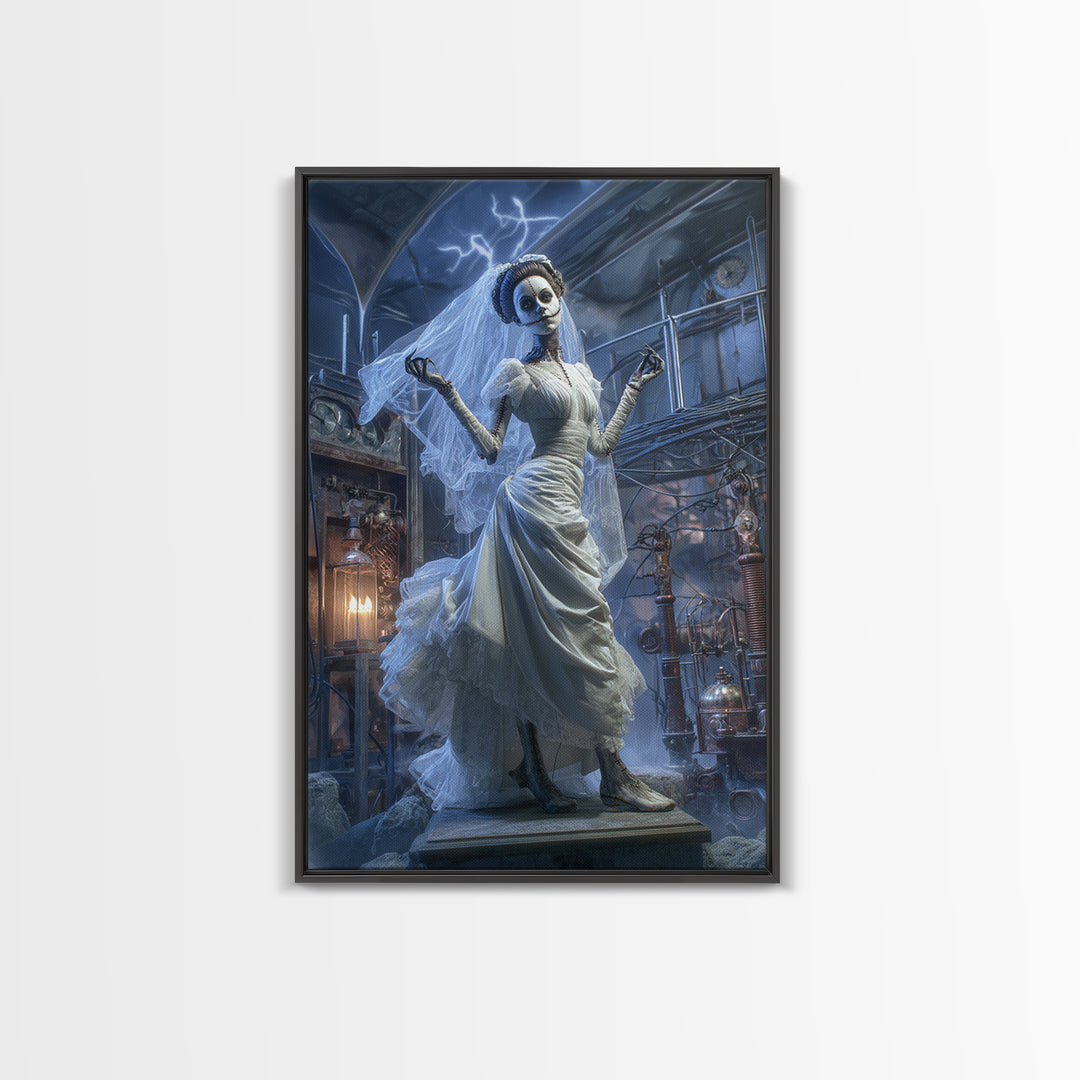 The Stitched Bride Of Thunder Hall, Vertical Wall Art, Spooky Home Decor, Canvas Print, Halloween Wall Decor, Gothic Home Decor