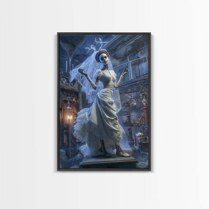 The Stitched Bride Of Thunder Hall, Vertical Wall Art, Spooky Home Decor, Canvas Print, Halloween Wall Decor, Gothic Home Decor