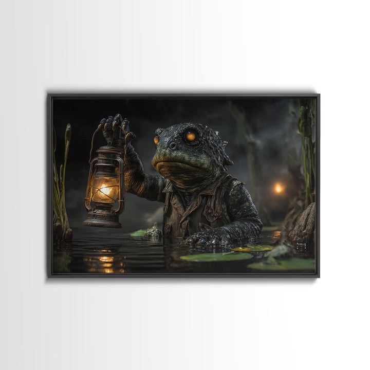 The Creature Of Lantern Lagoon, Landscape Wall Art, Dark Fantasy Wall Art, Canvas Print, Halloween Wall Decor, Gothic Home Decor