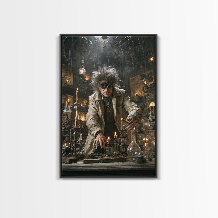 Doctor Vesper'S Resurrection Engine, Vertical Wall Art, Gothic Horror Wall Art, Framed Canvas Print, Halloween Wall Decor, Gothic Home Decor
