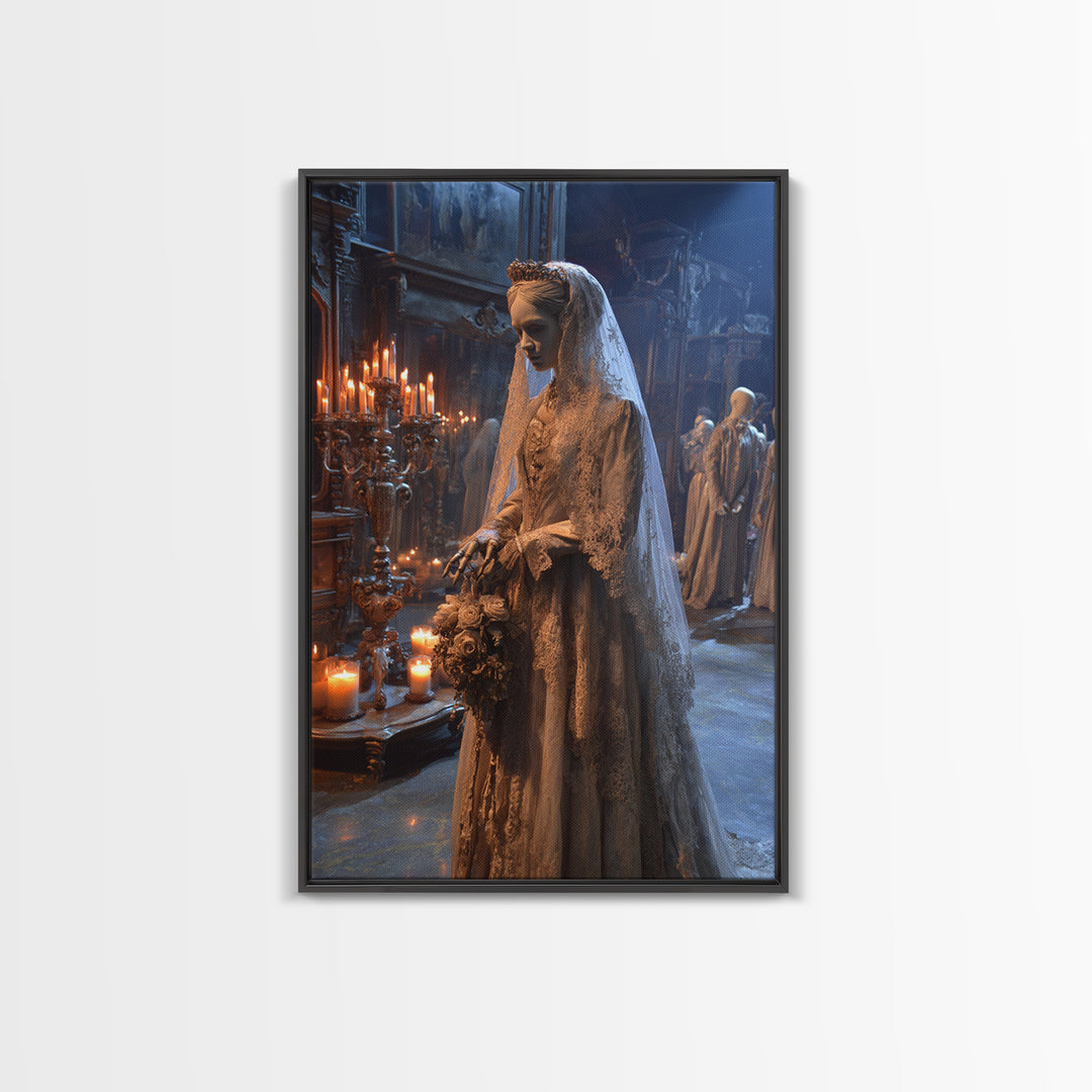 The Wax Bride Of Mourning Hall, Vertical Wall Art, Dark Fantasy Wall Art, Canvas Print, Halloween Wall Decor, Gothic Home Decor