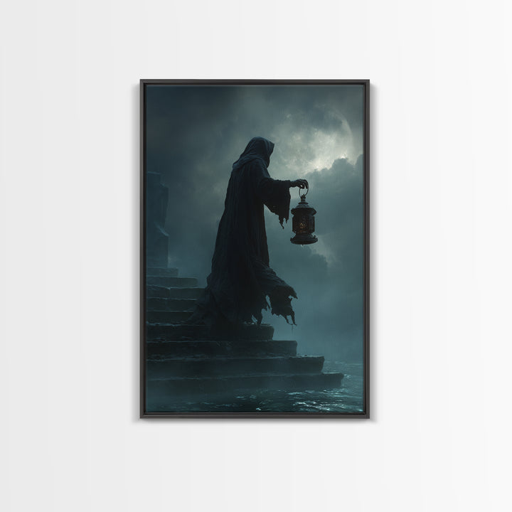 The Lantern-Bearer Of R’Lyeh, Vertical Wall Art, Macabre Wall Art, Canvas Print, Halloween Wall Decor, Gothic Home Decor, Halloween Wall Art