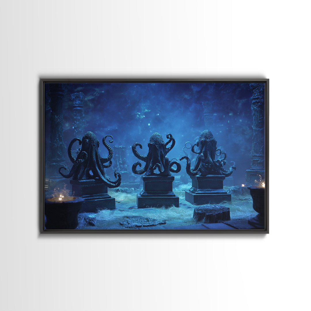 The Choir Of Deepwater Acolytes, Landscape Wall Art, Dark Fantasy Wall Art, Canvas Print, Halloween Wall Decor, Gothic Home Decor