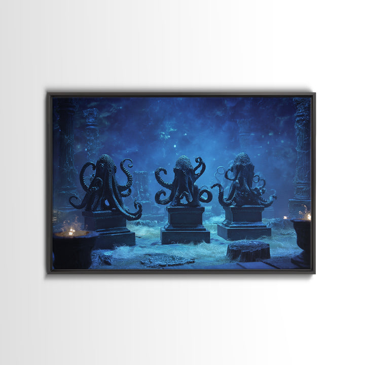 The Choir Of Deepwater Acolytes, Landscape Wall Art, Dark Fantasy Wall Art, Canvas Print, Halloween Wall Decor, Gothic Home Decor