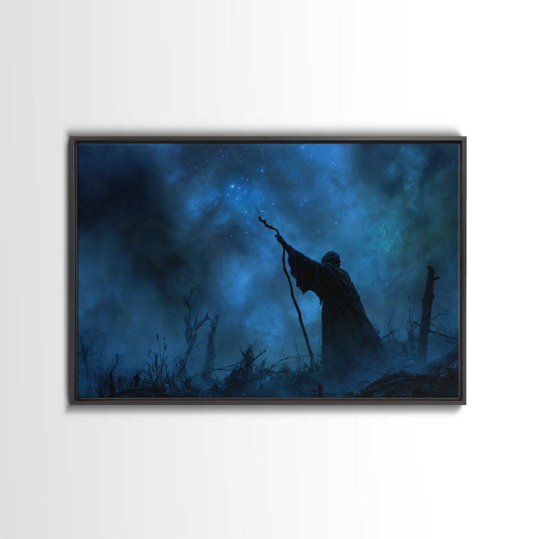 The Star-Seer Of Black Dunwich, Landscape Wall Art, Cosmic Horror Wall Art, Framed Canvas Print, Halloween Wall Decor, Gothic Home Decor