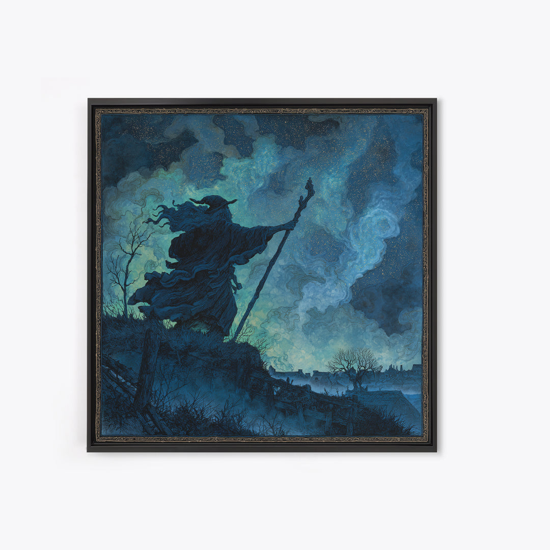 The Star-Seer Of Black Dunwich, Square Wall Art, Macabre Wall Art, Canvas Print, Halloween Wall Decor, Gothic Home Decor, Halloween Wall Art