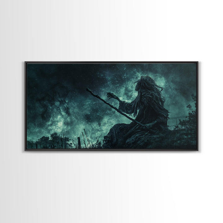 The Star-Seer Of Black Dunwich, Wide Panoramic Art, Eldritch Gothic Decor, Canvas Print, Halloween Wall Decor, Gothic Home Decor
