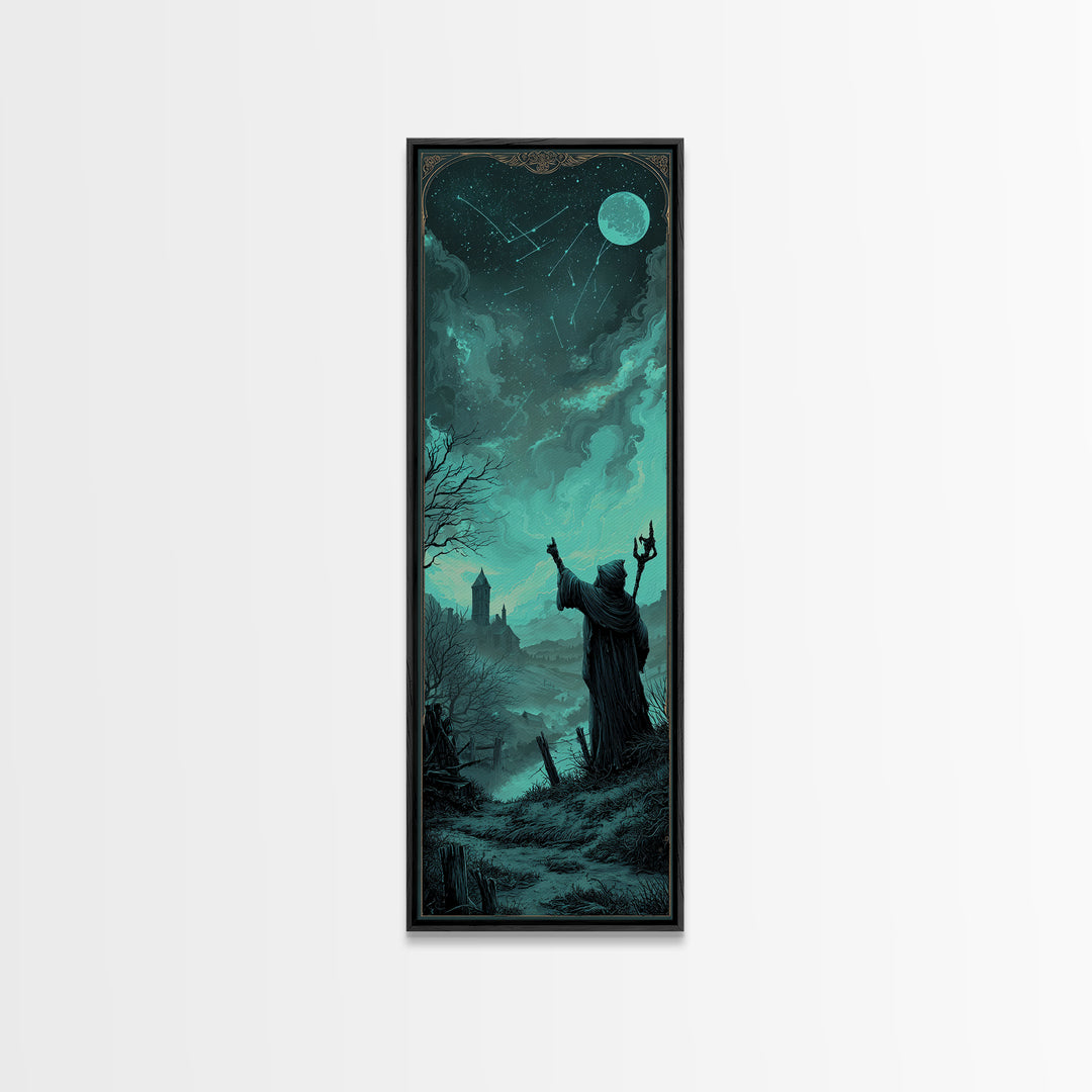 The Star-Seer Of Black Dunwich, Tall Narrow Wall Art, Cosmic Horror Wall Art, Canvas Print, Halloween Wall Decor, Gothic Home Decor