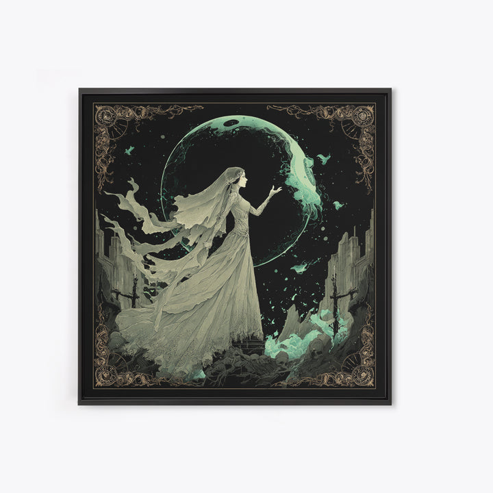 The Bride Of The Abyssal Moon, Square Wall Art, Dark Fantasy Wall Art, Canvas Print, Halloween Wall Decor, Gothic Home Decor